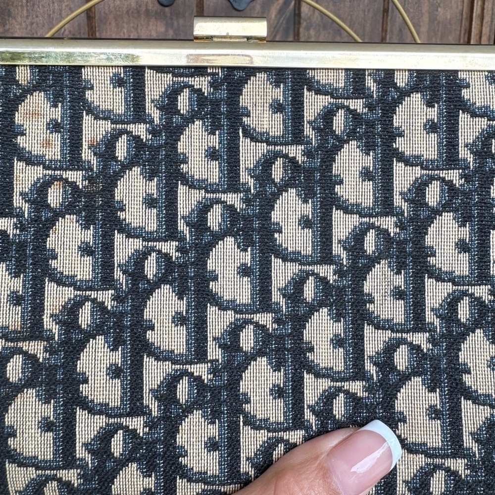 Vintage Dior Navy Blue Monogram Clutch - Picture 9 of 16